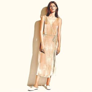 NWT Vince Wrap Velvet Midi Dress -‘Panne’ in Champagne - Size Medium